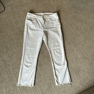 Good American cropped white jeans